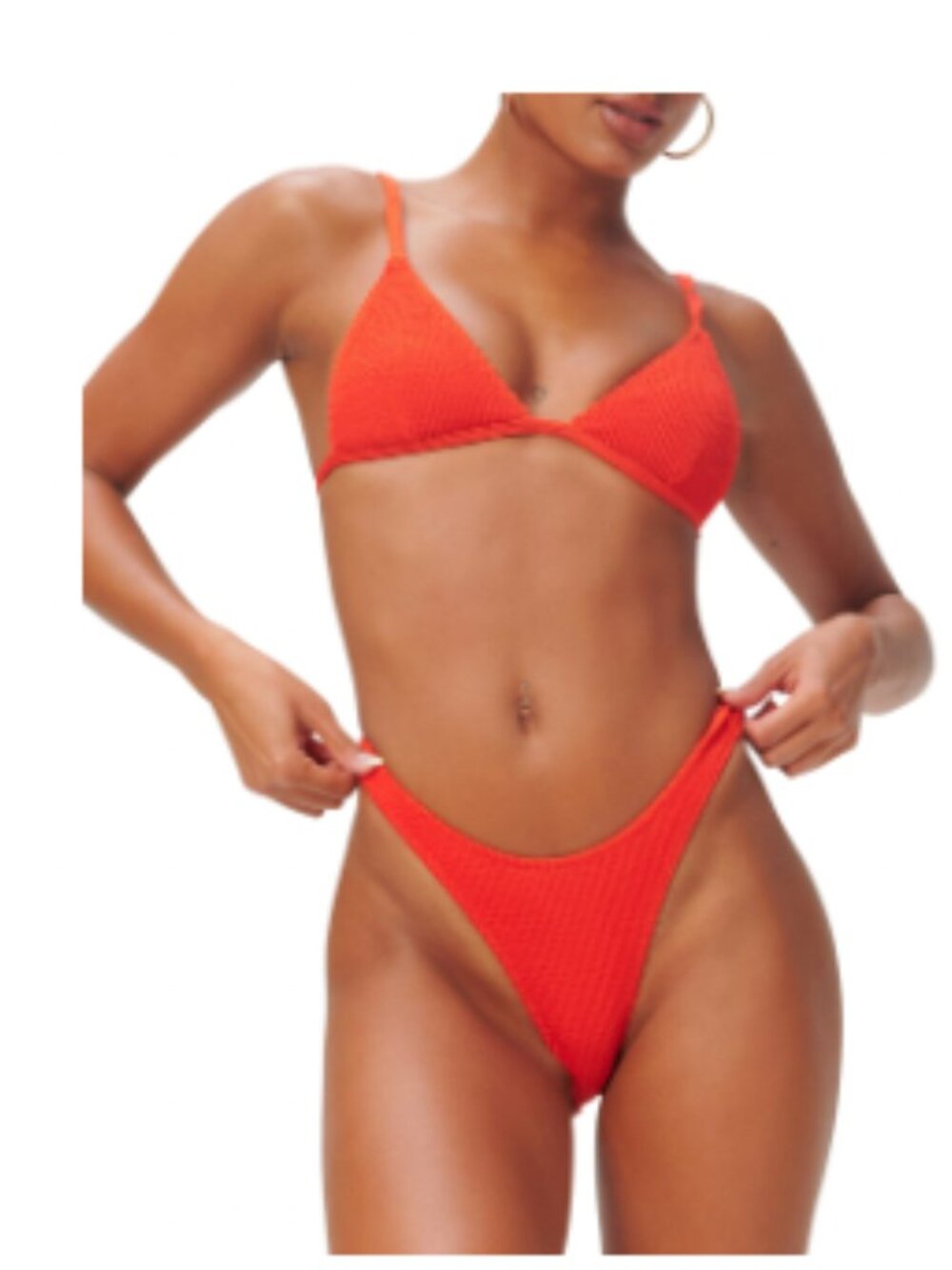 Good American red ribbed classic bikini
